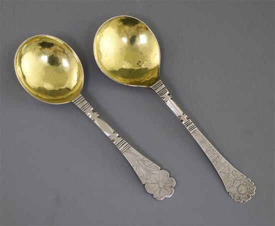 Two 18th century Scandinavian silver spoons, longest 19.6cm.